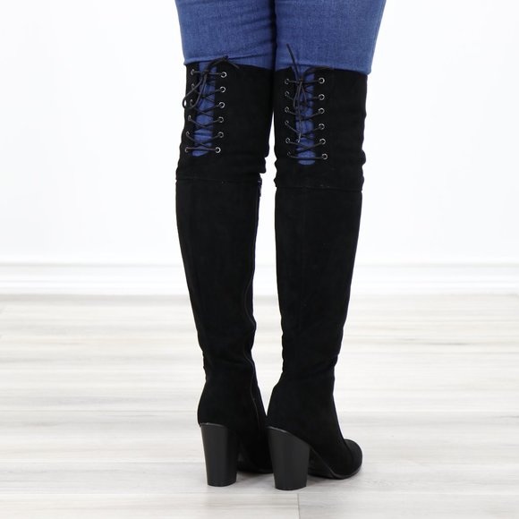 *Restock Thigh High Heeled Boots With Lace Up Back - Picture 11 of 16